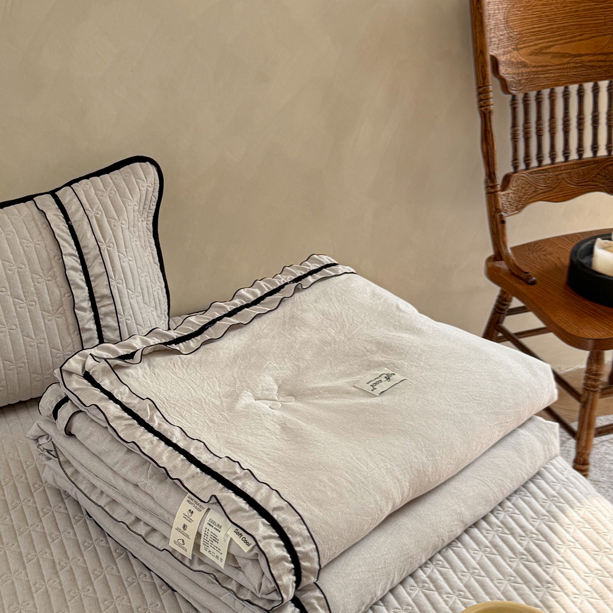 91家纺网 家纺一手货源 找家纺 寐居家纺 2026新款雨露麻夏被床盖四件套 雨露-奶茶棕