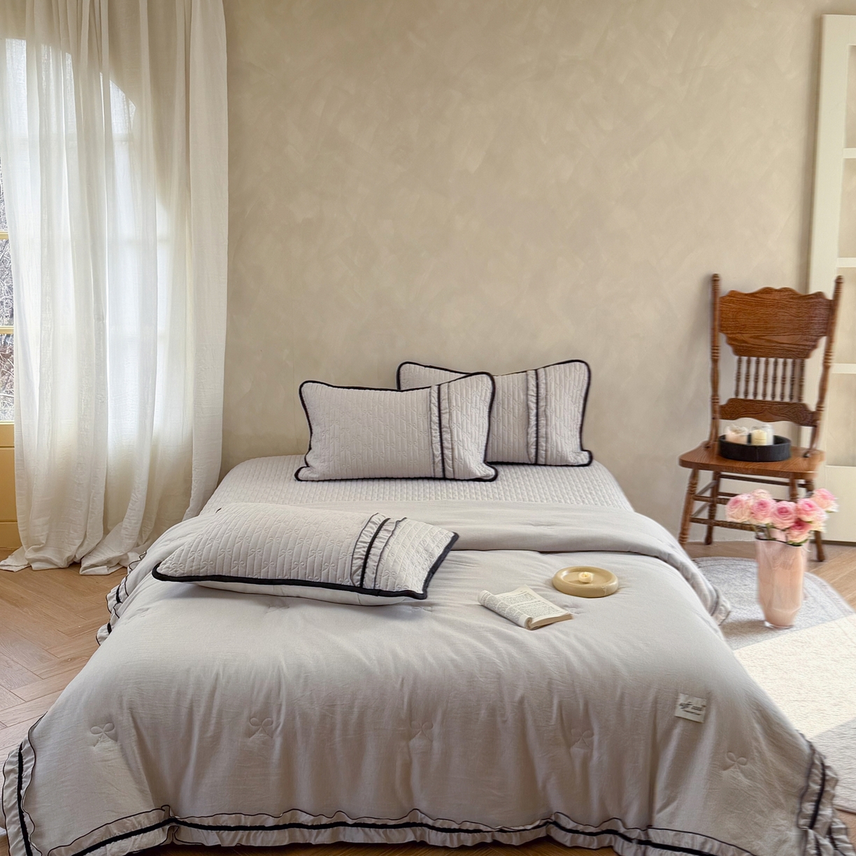 91家纺网 家纺一手货源 找家纺 寐居家纺 2026新款雨露麻夏被床盖四件套 雨露-奶茶棕