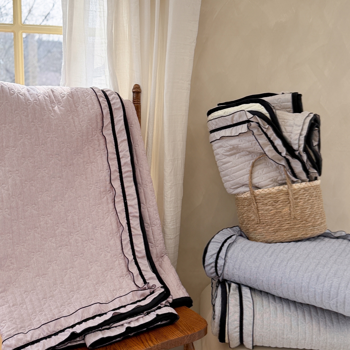 91家纺网 家纺一手货源 找家纺 寐居家纺 2026新款雨露麻夏被床盖四件套 组合图仅供展示-不可下单