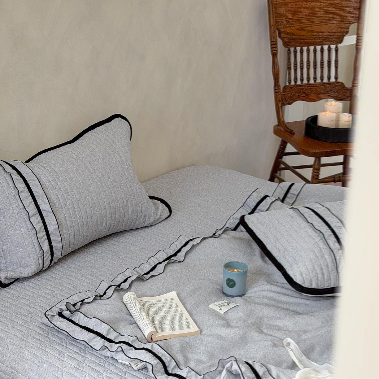 91家纺网 家纺一手货源 找家纺 寐居家纺 2026新款雨露麻夏被床盖四件套 雨露-信风灰