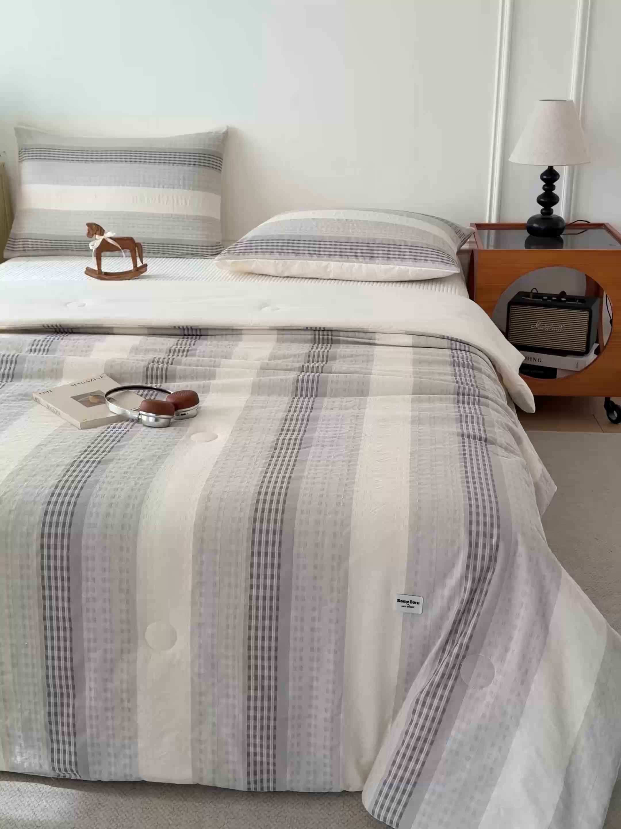 91家纺网 家纺一手货源 找家纺 寐居家纺 2026新款柔软素织提花夏被夏凉被空调被 素织·浅灰