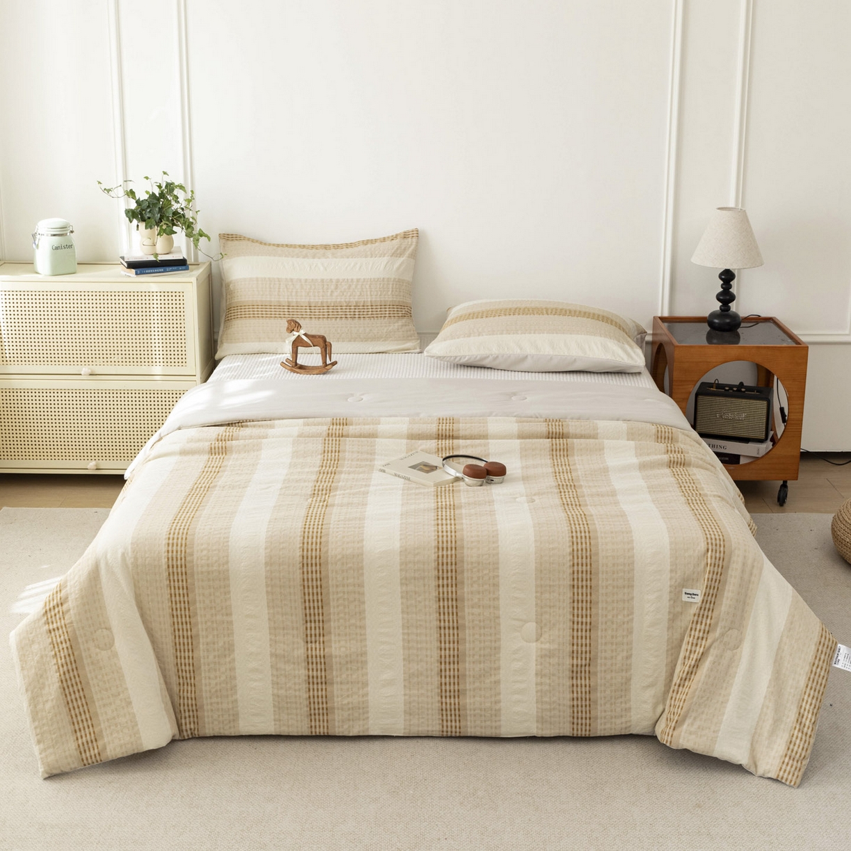 91家纺网 家纺一手货源 找家纺 寐居家纺 2026新款柔软素织提花夏被夏凉被空调被 素织·浅咖