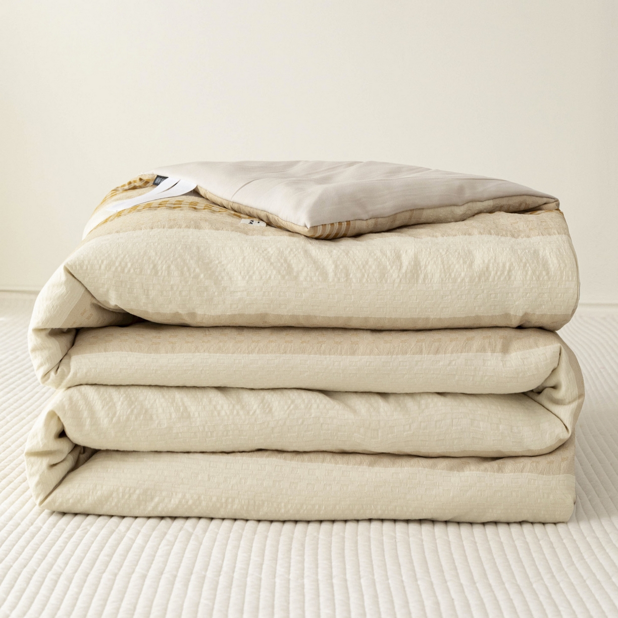 91家纺网 家纺一手货源 找家纺 寐居家纺 2026新款柔软素织提花夏被夏凉被空调被 素织·浅咖