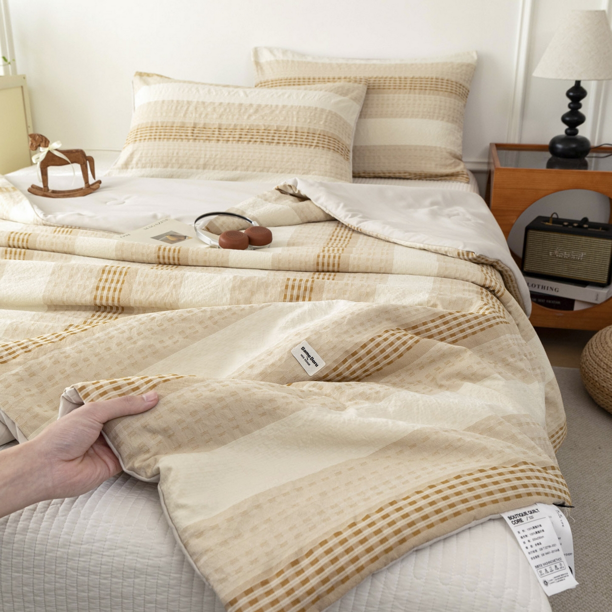 91家纺网 家纺一手货源 找家纺 寐居家纺 2026新款柔软素织提花夏被夏凉被空调被 素织·浅咖