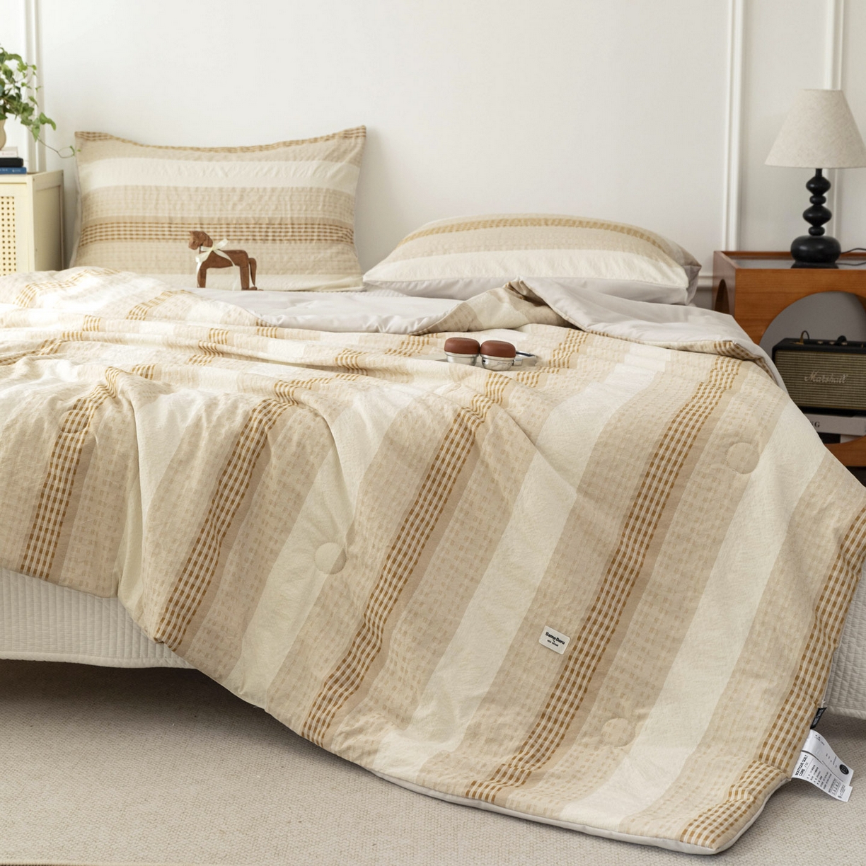 91家纺网 家纺一手货源 找家纺 寐居家纺 2026新款柔软素织提花夏被夏凉被空调被 素织·浅咖