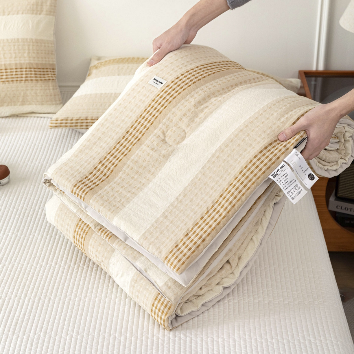 91家纺网 家纺一手货源 找家纺 寐居家纺 2026新款柔软素织提花夏被夏凉被空调被 素织·浅咖