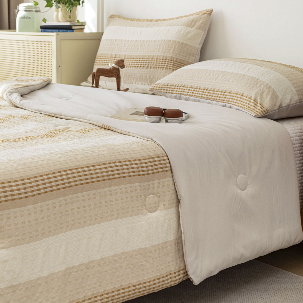 91家纺网 家纺一手货源 找家纺 寐居家纺 2026新款柔软素织提花夏被夏凉被空调被 素织·浅咖