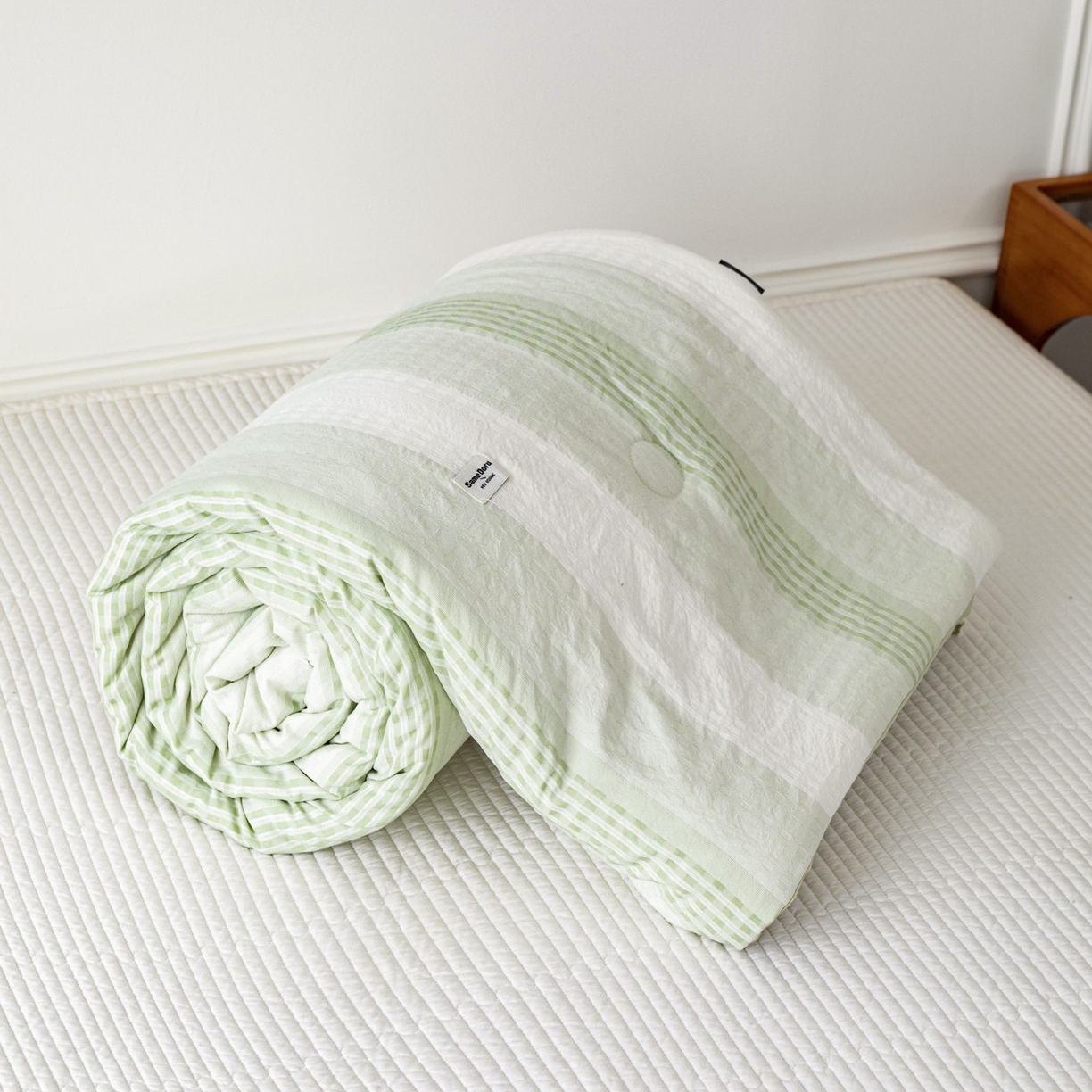 91家纺网 家纺一手货源 找家纺 寐居家纺 2026新款柔软素织提花夏被夏凉被空调被 素织·浅绿
