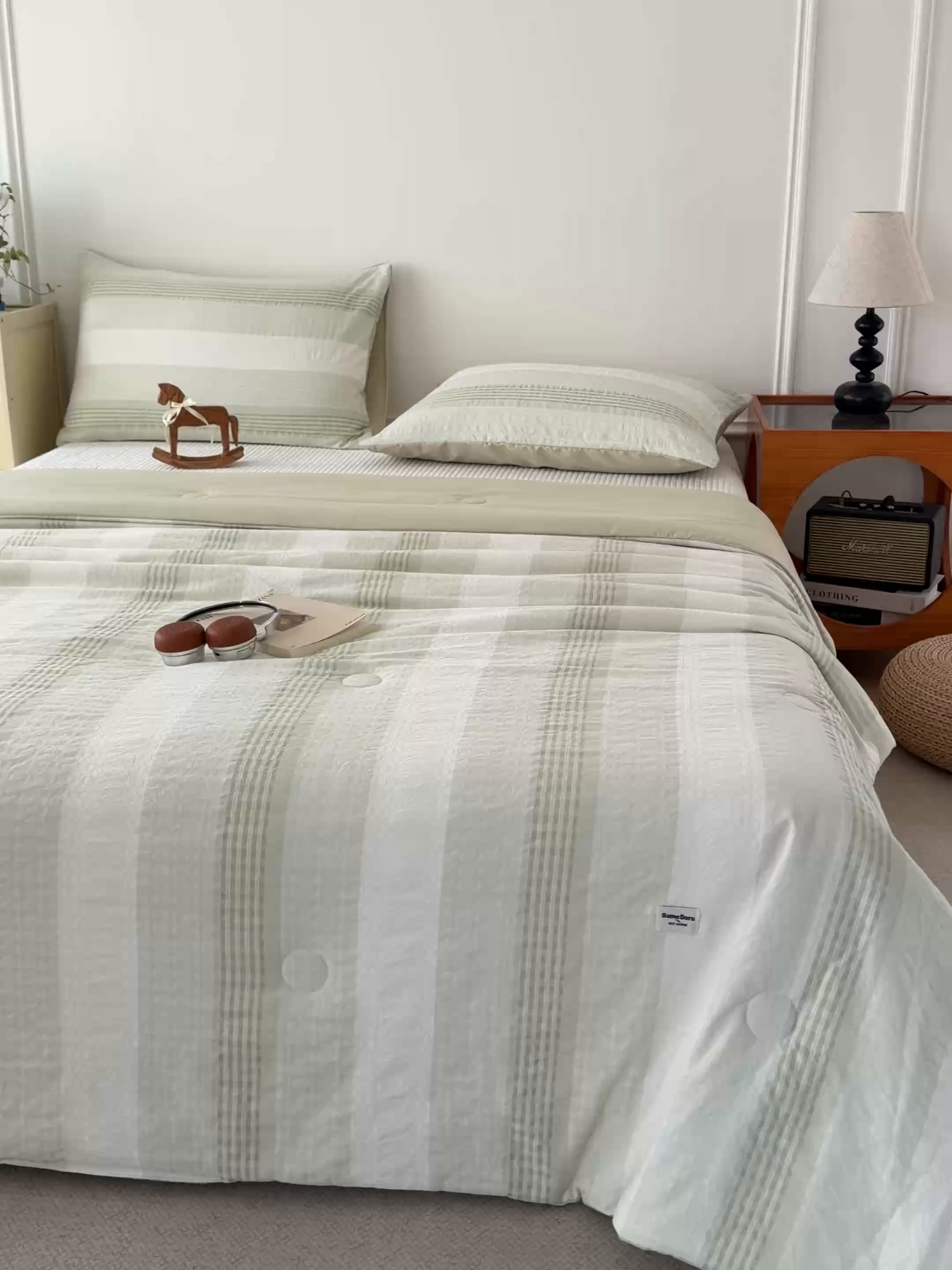 91家纺网 家纺一手货源 找家纺 寐居家纺 2026新款柔软素织提花夏被夏凉被空调被 素织·浅绿