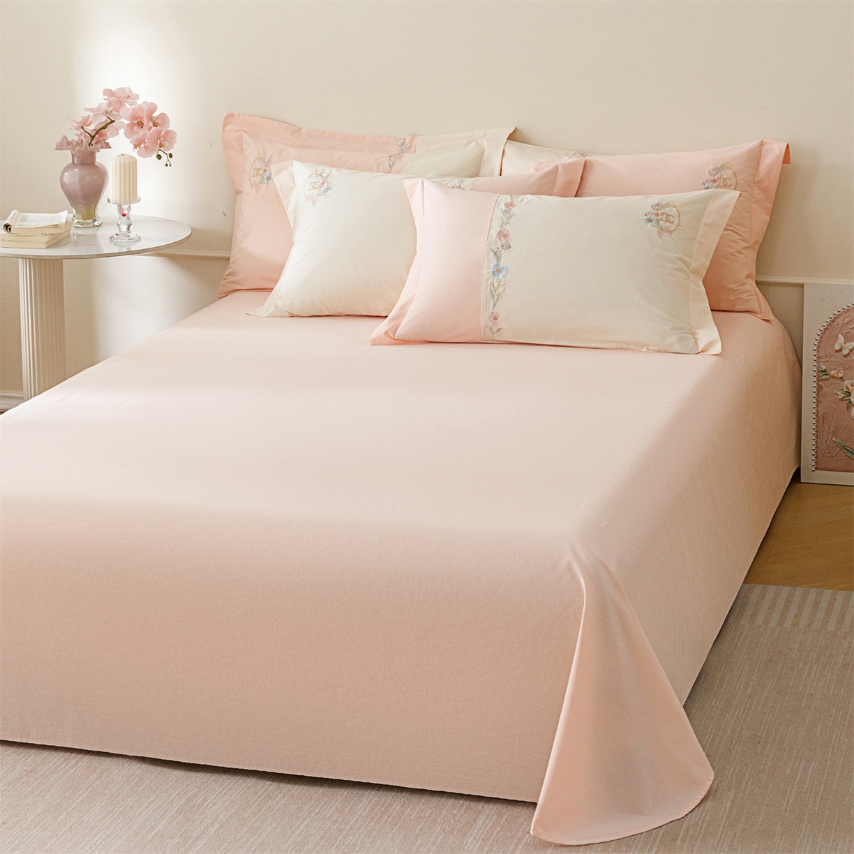 91家纺网 家纺一手货源 找家纺 （总）艾莱家纺 2026春夏新款全棉纯棉水洗棉刺绣加厚四件套-希蕴