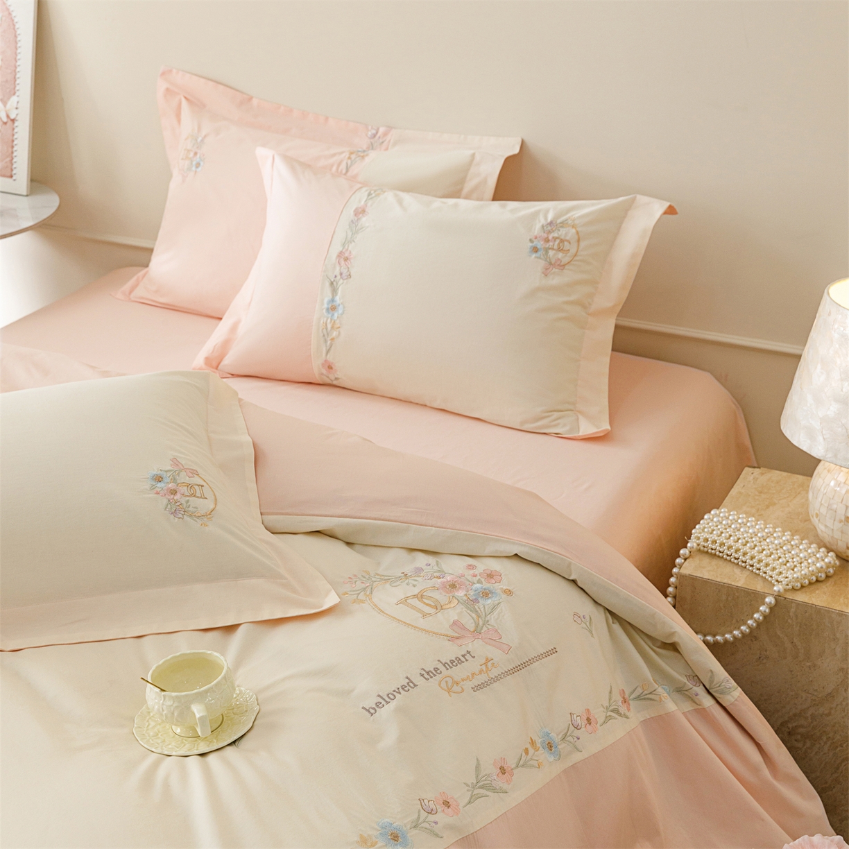 91家纺网 家纺一手货源 找家纺 （总）艾莱家纺 2026春夏新款全棉纯棉水洗棉刺绣加厚四件套-希蕴