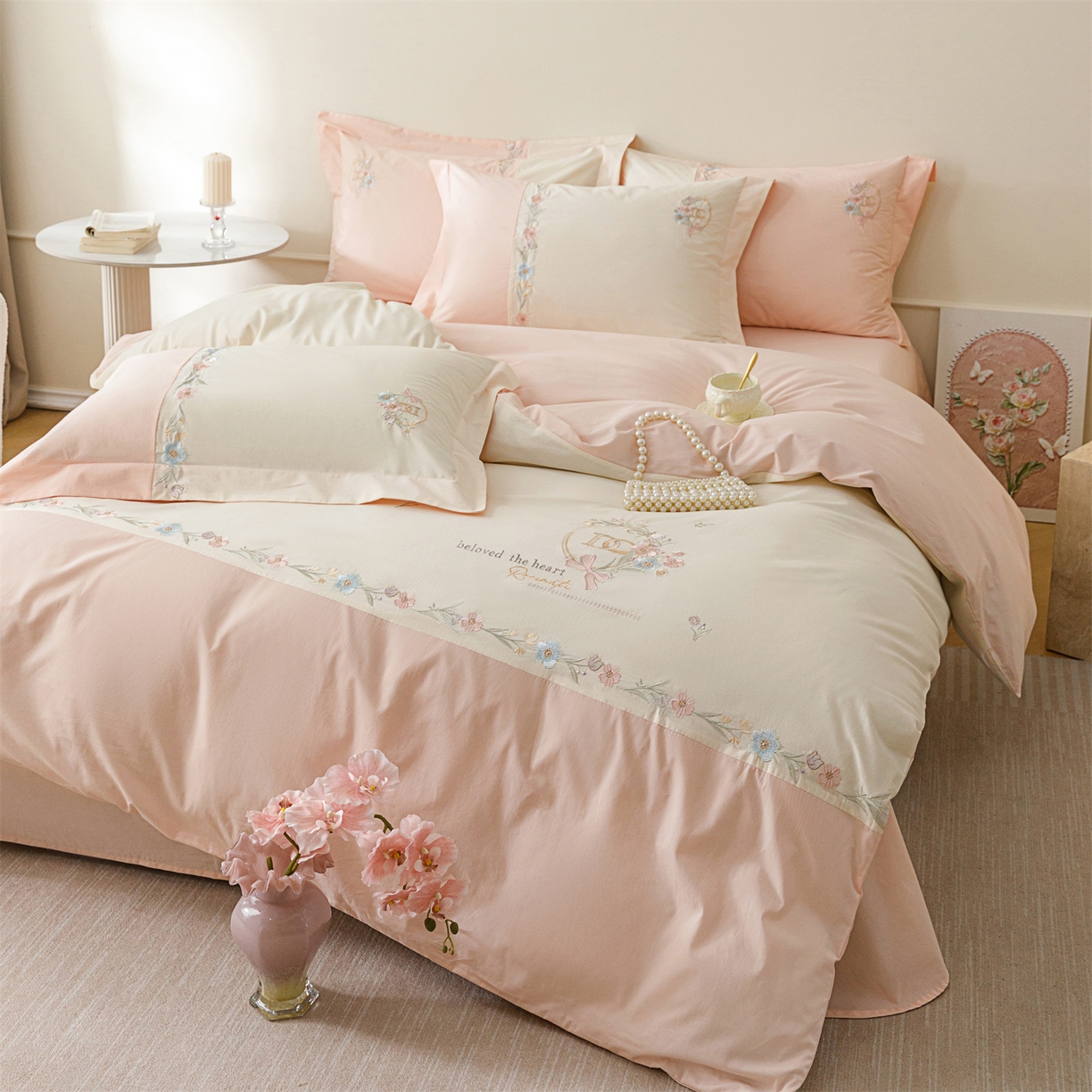 91家纺网 家纺一手货源 找家纺 （总）艾莱家纺 2026春夏新款全棉纯棉水洗棉刺绣加厚四件套-希蕴