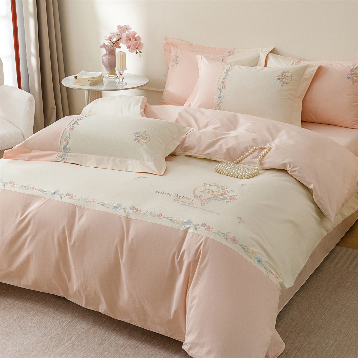 91家纺网 家纺一手货源 找家纺 （总）艾莱家纺 2026春夏新款全棉纯棉水洗棉刺绣加厚四件套-希蕴