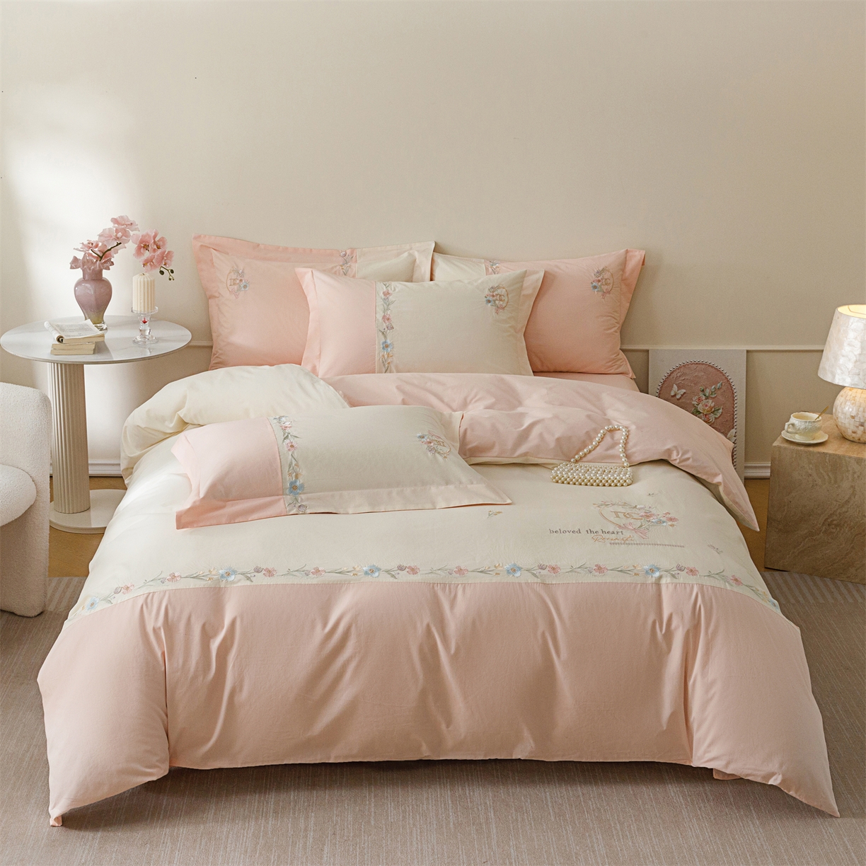 91家纺网 家纺一手货源 找家纺 （总）艾莱家纺 2026春夏新款全棉纯棉水洗棉刺绣加厚四件套-希蕴