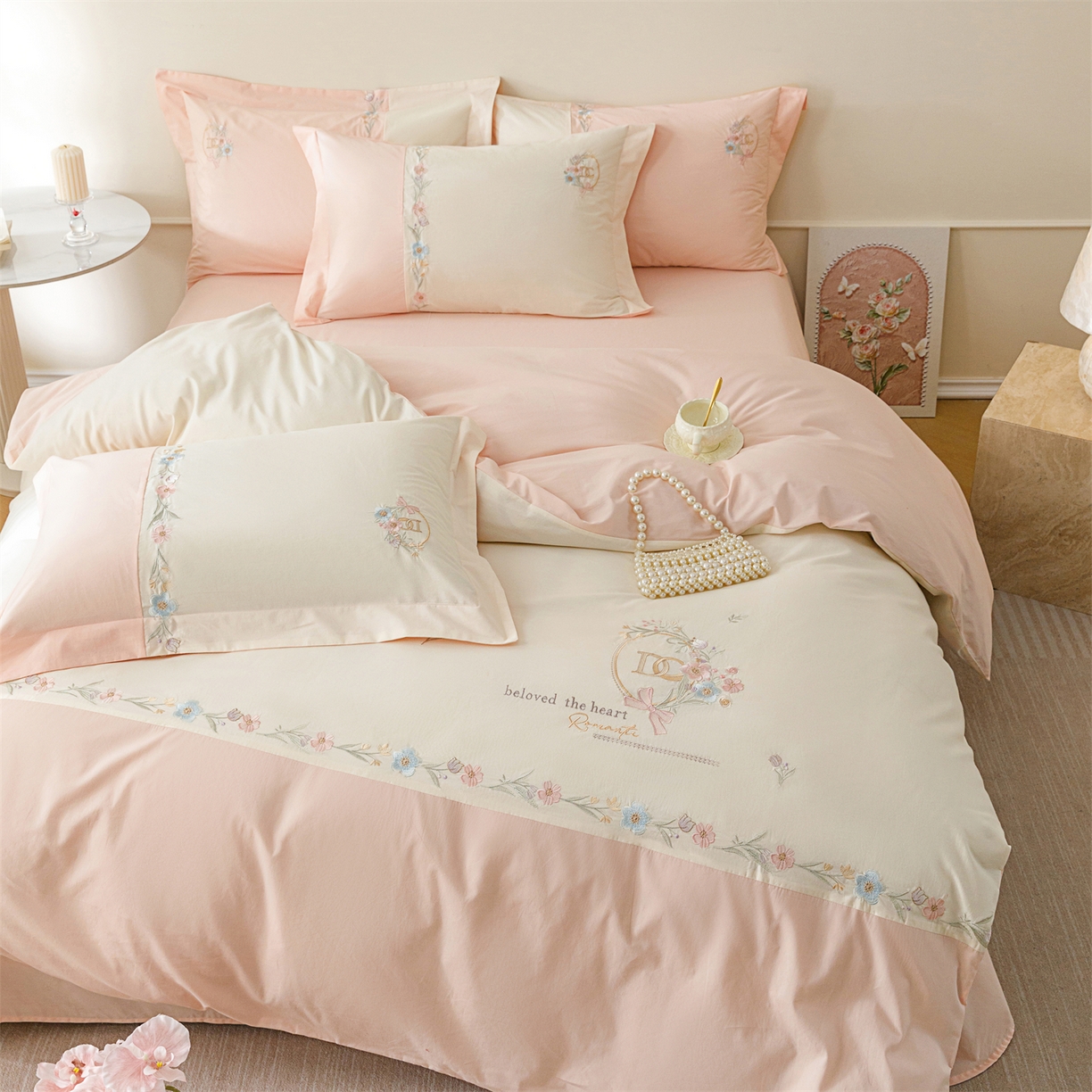 91家纺网 家纺一手货源 找家纺 （总）艾莱家纺 2026春夏新款全棉纯棉水洗棉刺绣加厚四件套-希蕴