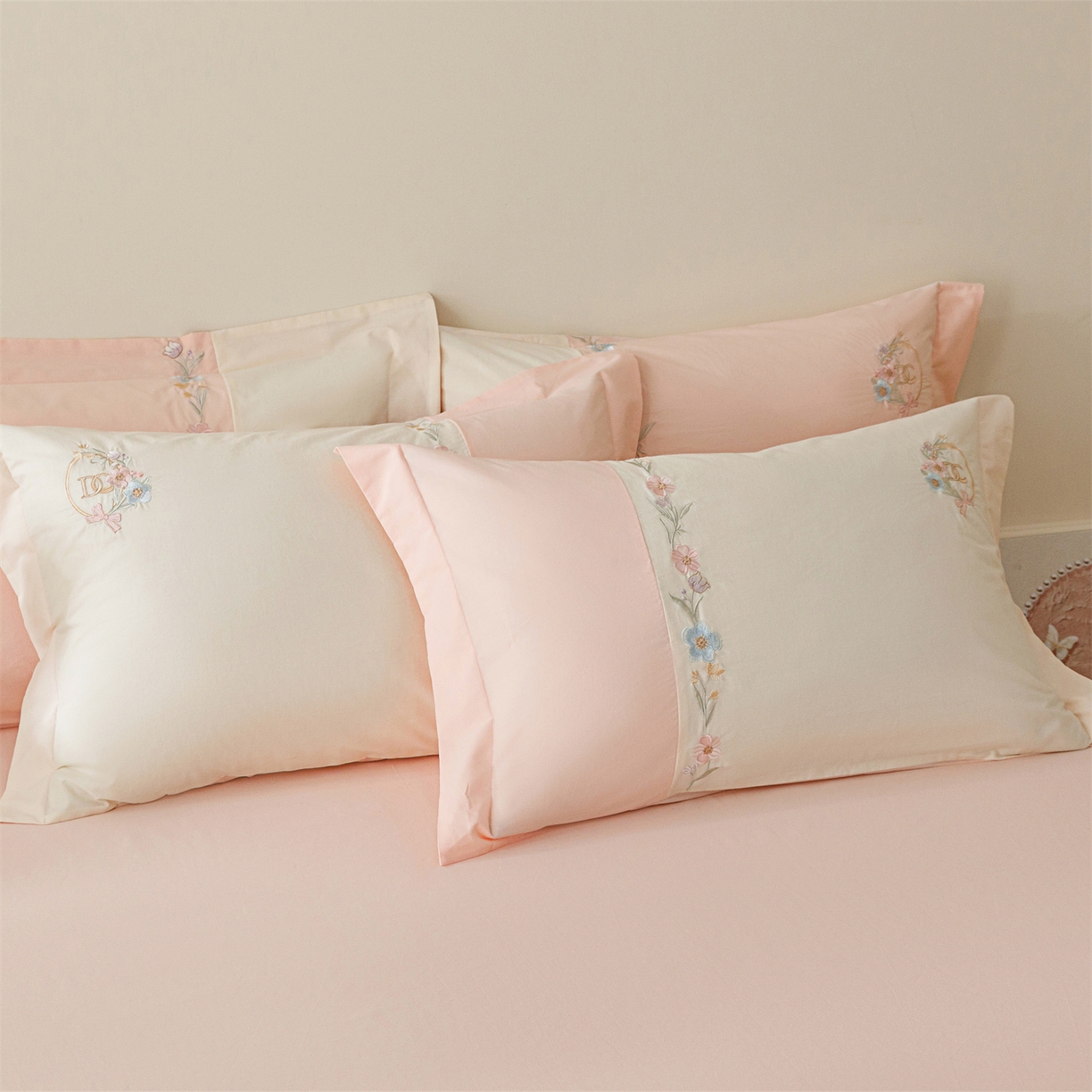 91家纺网 家纺一手货源 找家纺 艾莱家纺 2026春夏新款全棉纯棉水洗棉刺绣加厚四件套-希蕴 希蕴-淡奶油