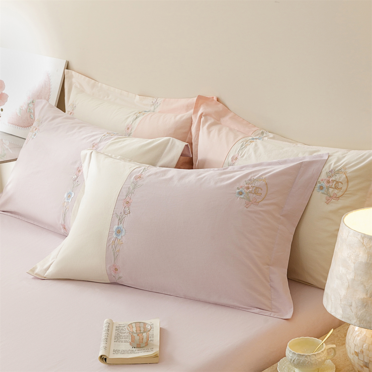 91家纺网 家纺一手货源 找家纺 艾莱家纺 2026春夏新款全棉纯棉水洗棉刺绣加厚四件套-希蕴 希蕴-微微紫