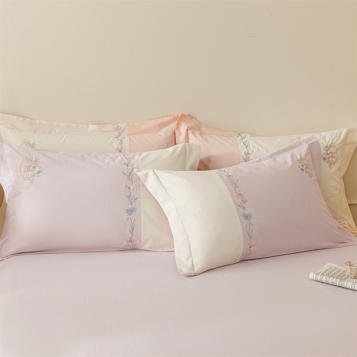 91家纺网 家纺一手货源 找家纺 艾莱家纺 2026春夏新款全棉纯棉水洗棉刺绣加厚四件套-希蕴 希蕴-微微紫