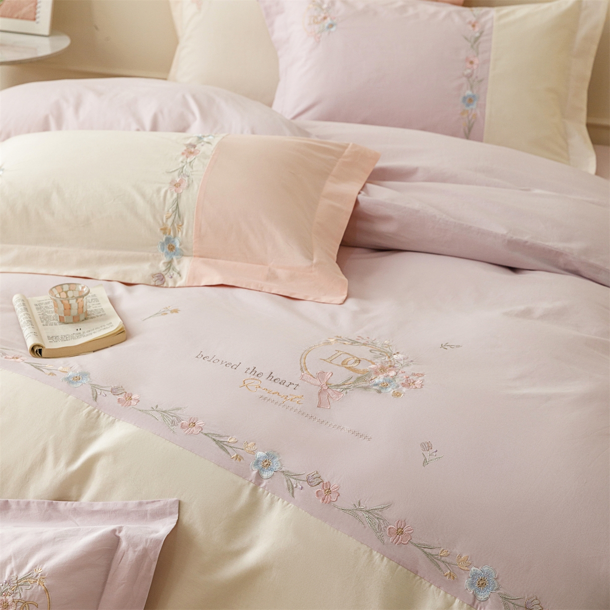 91家纺网 家纺一手货源 找家纺 艾莱家纺 2026春夏新款全棉纯棉水洗棉刺绣加厚四件套-希蕴 希蕴-微微紫