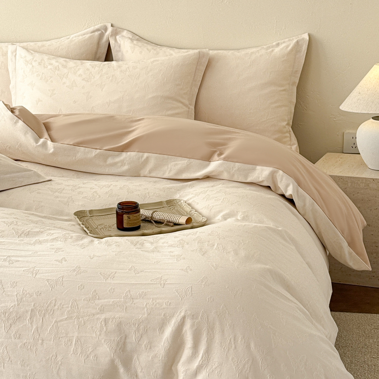 91家纺网 家纺一手货源 找家纺 （总）慕尚家纺 2026新款A类60支长绒棉纯棉提花贡缎大提花光泽绸缎感四件套