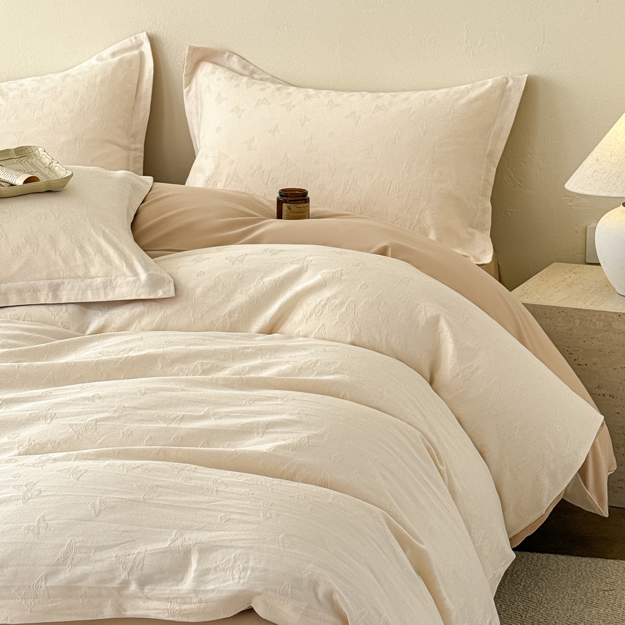 91家纺网 家纺一手货源 找家纺 （总）慕尚家纺 2026新款A类60支长绒棉纯棉提花贡缎大提花光泽绸缎感四件套