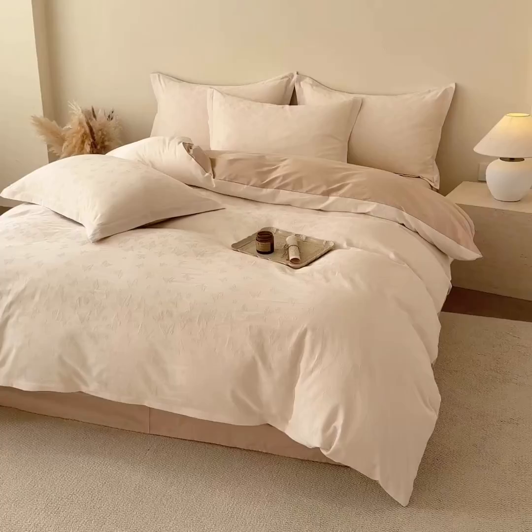 91家纺网 家纺一手货源 找家纺 （总）慕尚家纺 2026新款A类60支长绒棉纯棉提花贡缎大提花光泽绸缎感四件套