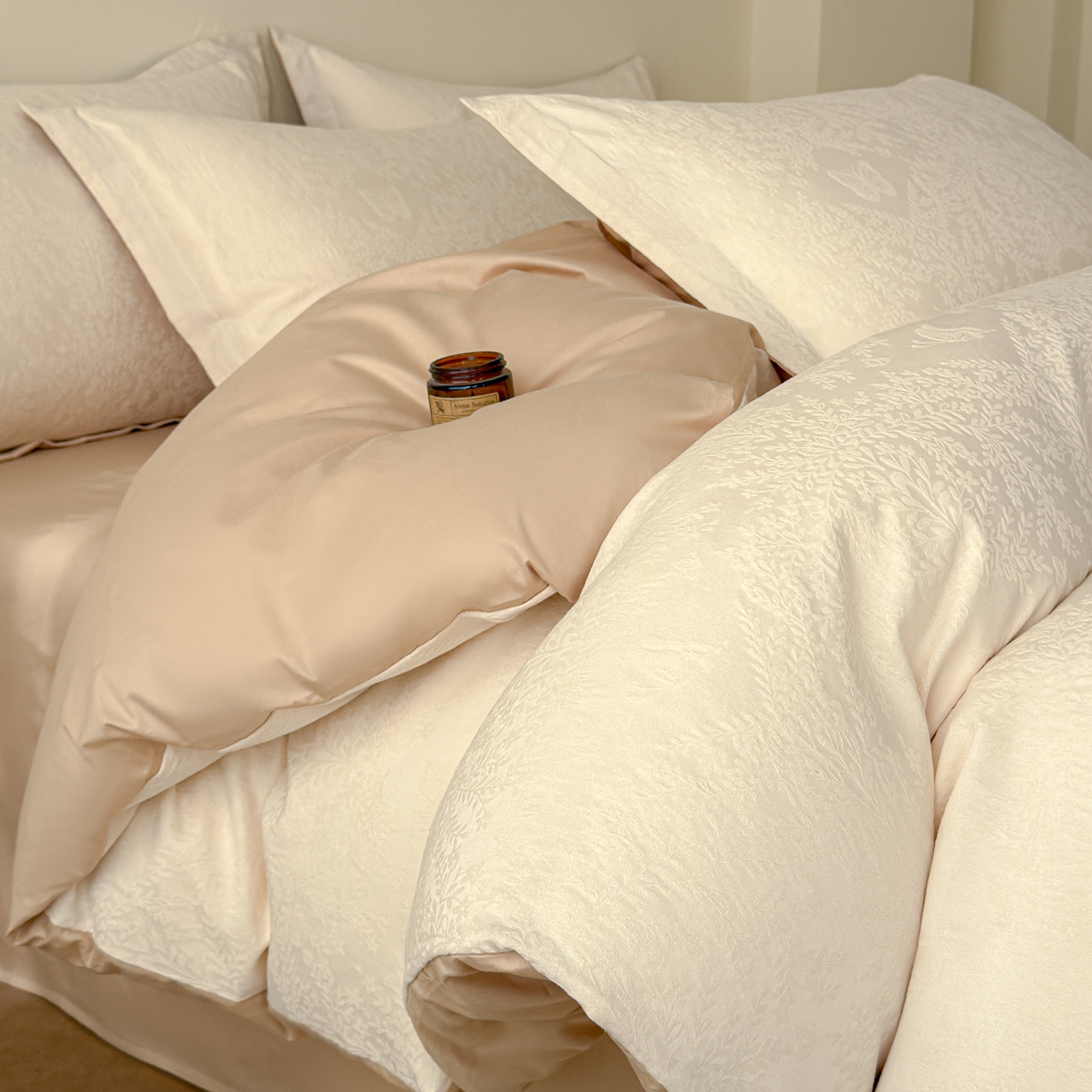 91家纺网 家纺一手货源 找家纺 （总）慕尚家纺 2026新款A类60支长绒棉纯棉提花贡缎大提花光泽绸缎感四件套