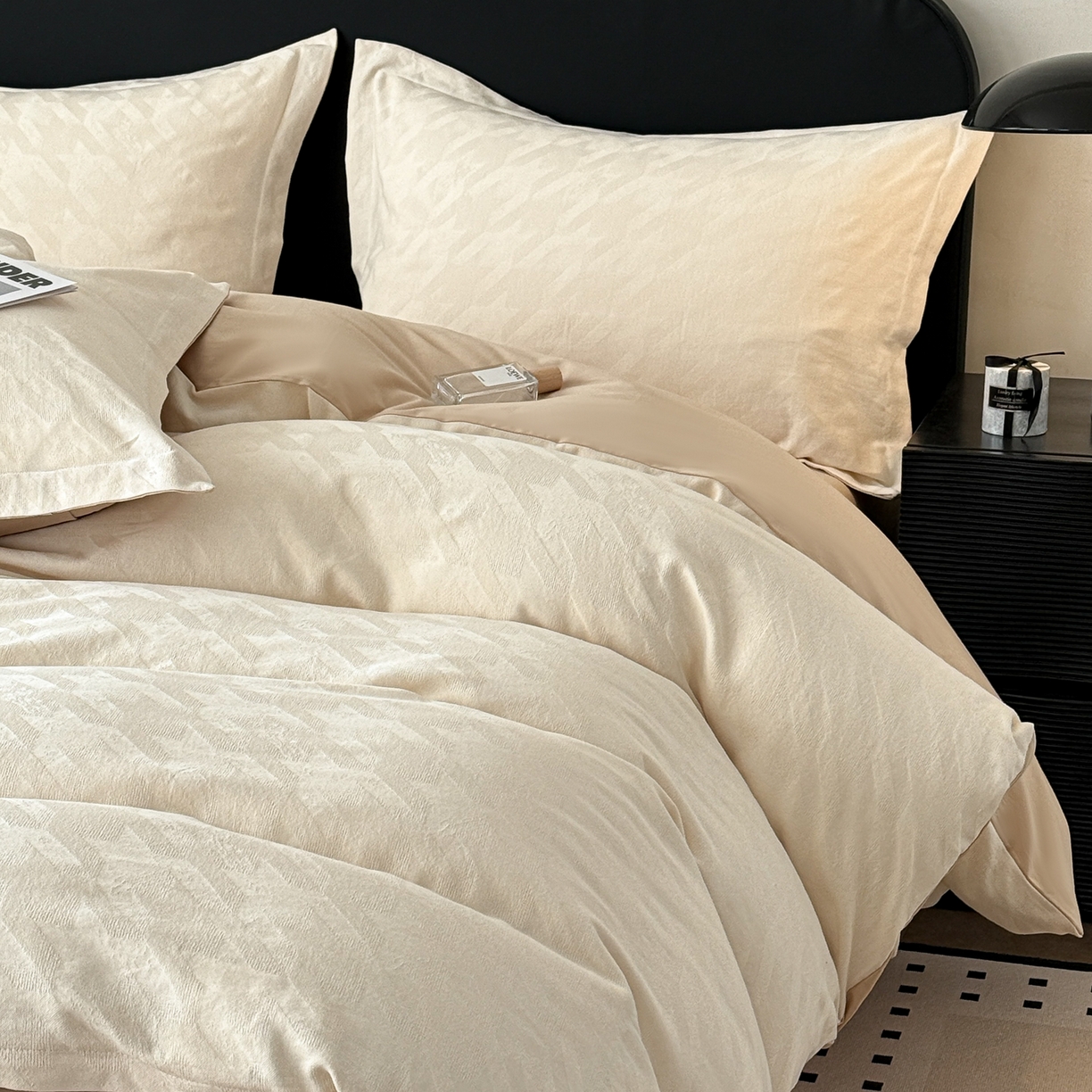 91家纺网 家纺一手货源 找家纺 （总）慕尚家纺 2026新款A类60支长绒棉纯棉提花贡缎大提花光泽绸缎感四件套