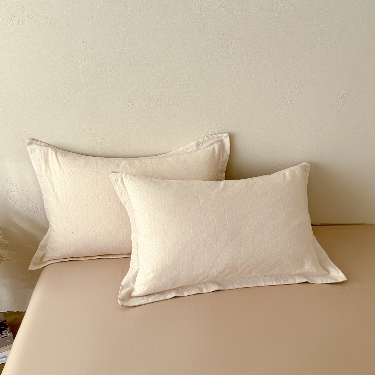 91家纺网 家纺一手货源 找家纺 慕尚家纺 2026新款A类60支长绒棉纯棉提花贡缎大提花光泽绸缎感四件套 扇形米