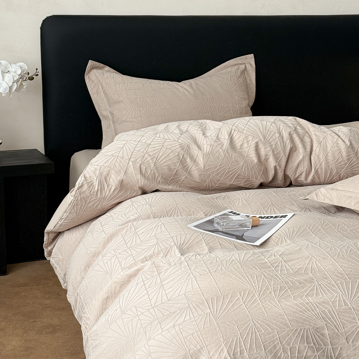 91家纺网 家纺一手货源 找家纺 慕尚家纺 2026新款A类60支长绒棉纯棉提花贡缎大提花光泽绸缎感四件套 夏洛特