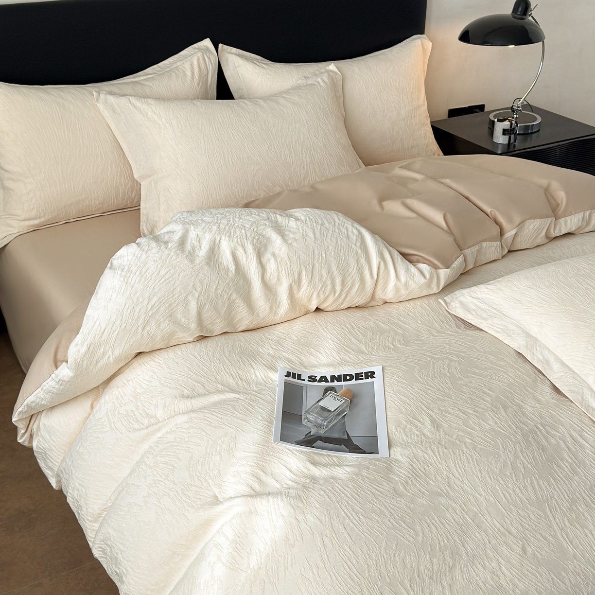 91家纺网 家纺一手货源 找家纺 慕尚家纺 2026新款A类60支长绒棉纯棉提花贡缎大提花光泽绸缎感四件套 摩登米