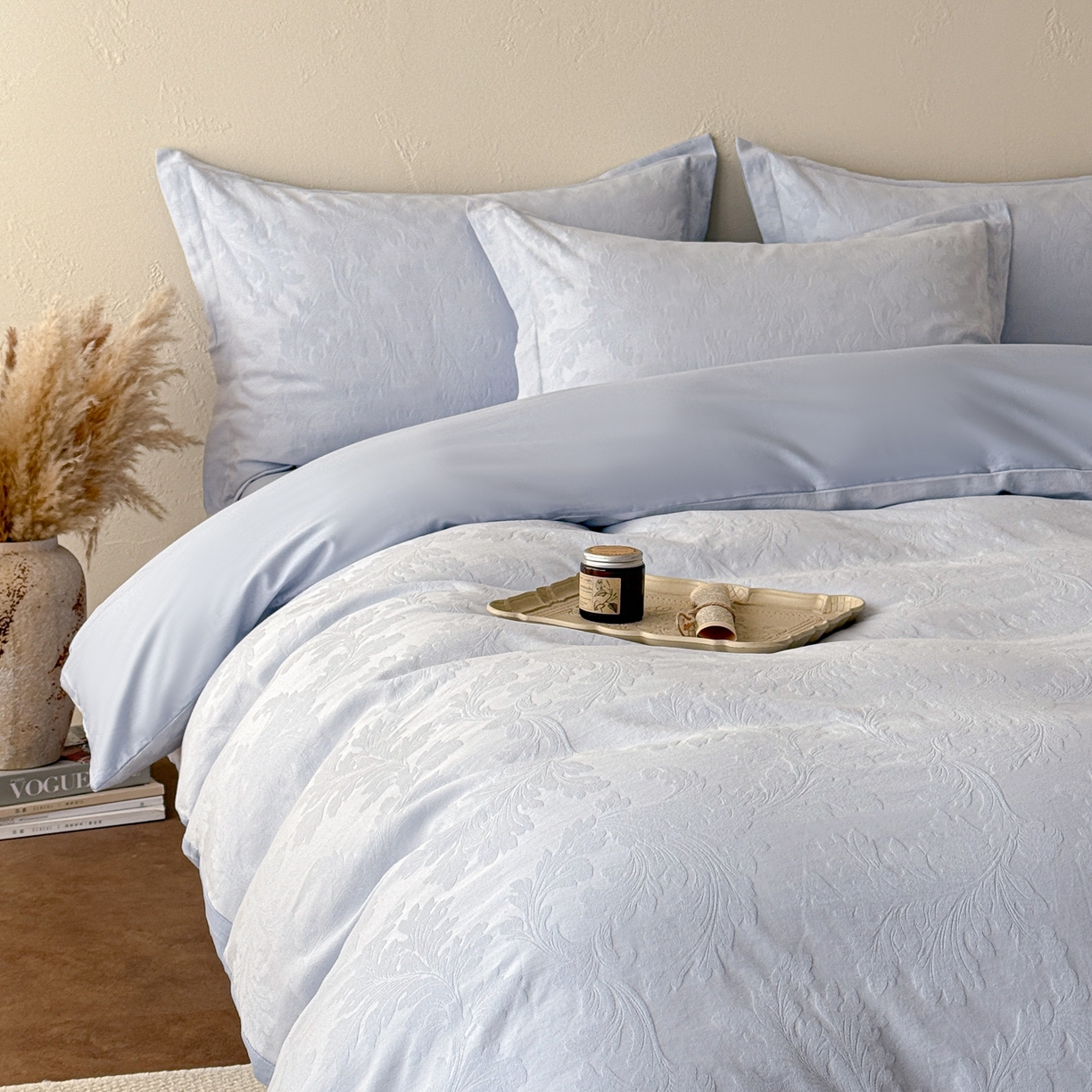 91家纺网 家纺一手货源 找家纺 （总）慕尚家纺 2026新款A类60支长绒棉纯棉提花贡缎大提花光泽绸缎感四件套