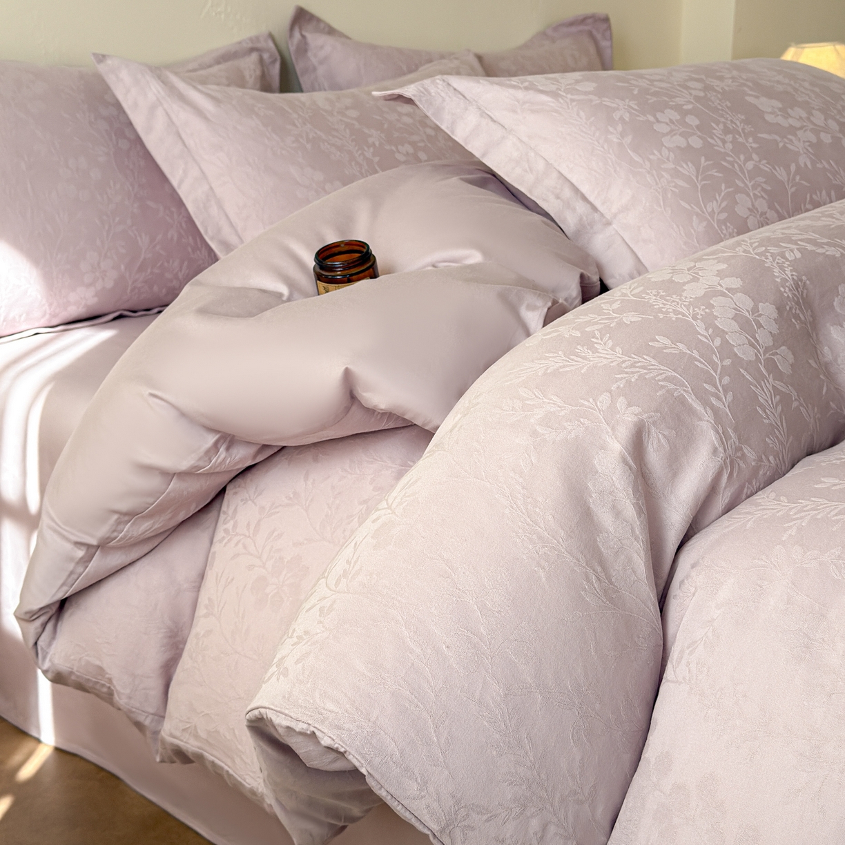 91家纺网 家纺一手货源 找家纺 （总）慕尚家纺 2026新款A类60支长绒棉纯棉提花贡缎大提花光泽绸缎感四件套