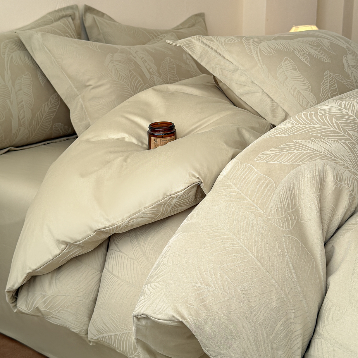 91家纺网 家纺一手货源 找家纺 （总）慕尚家纺 2026新款A类60支长绒棉纯棉提花贡缎大提花光泽绸缎感四件套