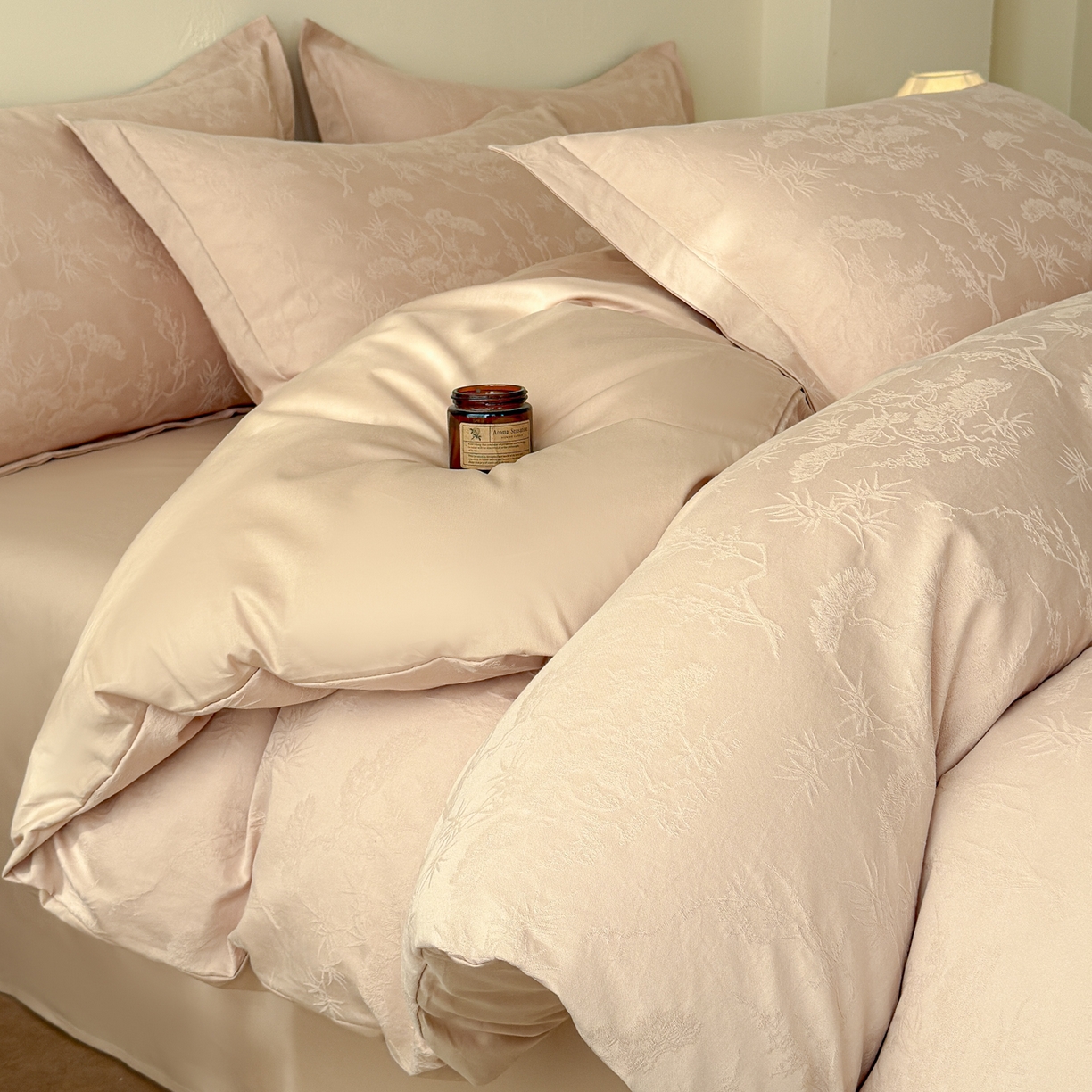 91家纺网 家纺一手货源 找家纺 （总）慕尚家纺 2026新款A类60支长绒棉纯棉提花贡缎大提花光泽绸缎感四件套