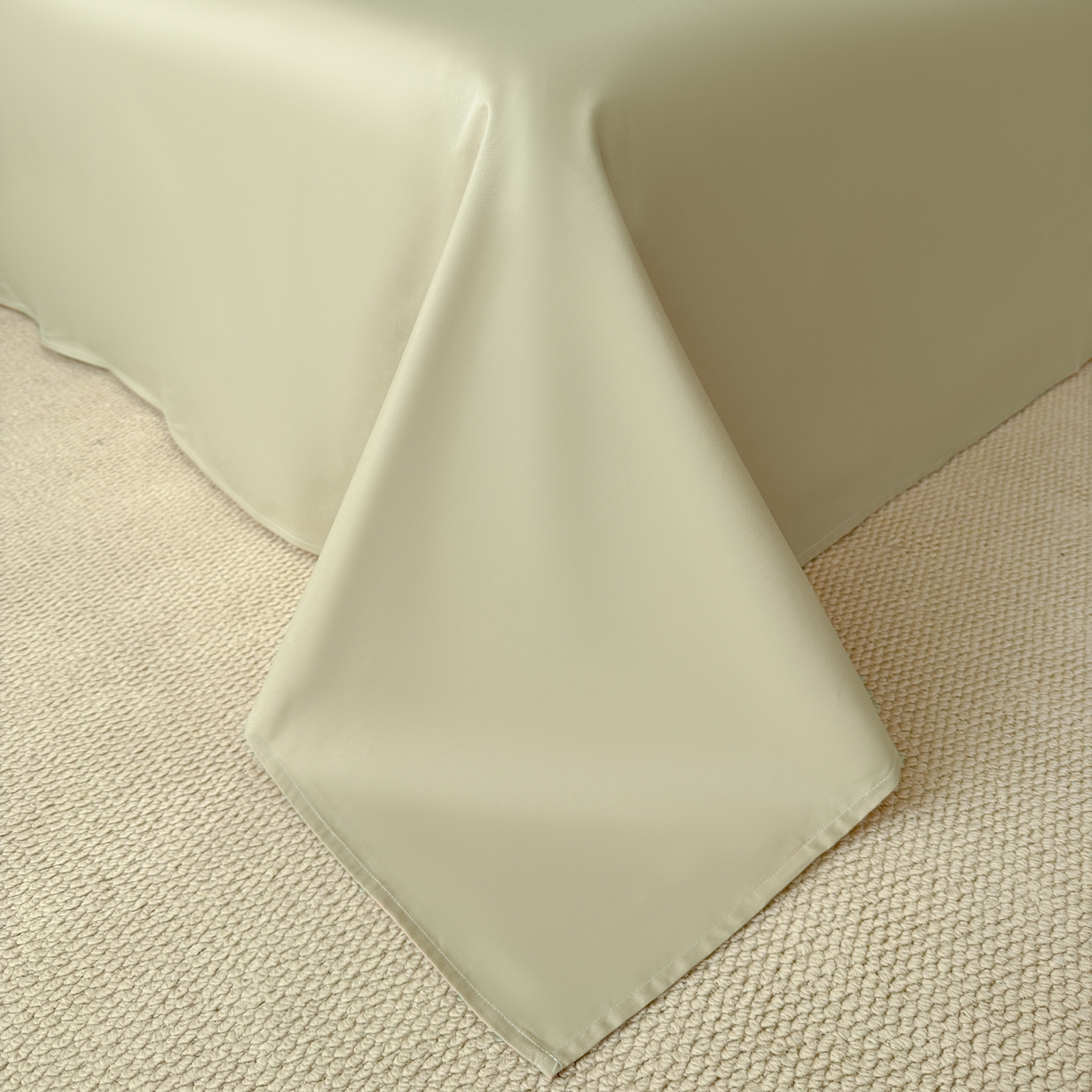 91家纺网 家纺一手货源 找家纺 慕尚家纺 2026新款A类60支长绒棉纯棉提花贡缎大提花光泽绸缎感四件套 花非花绿