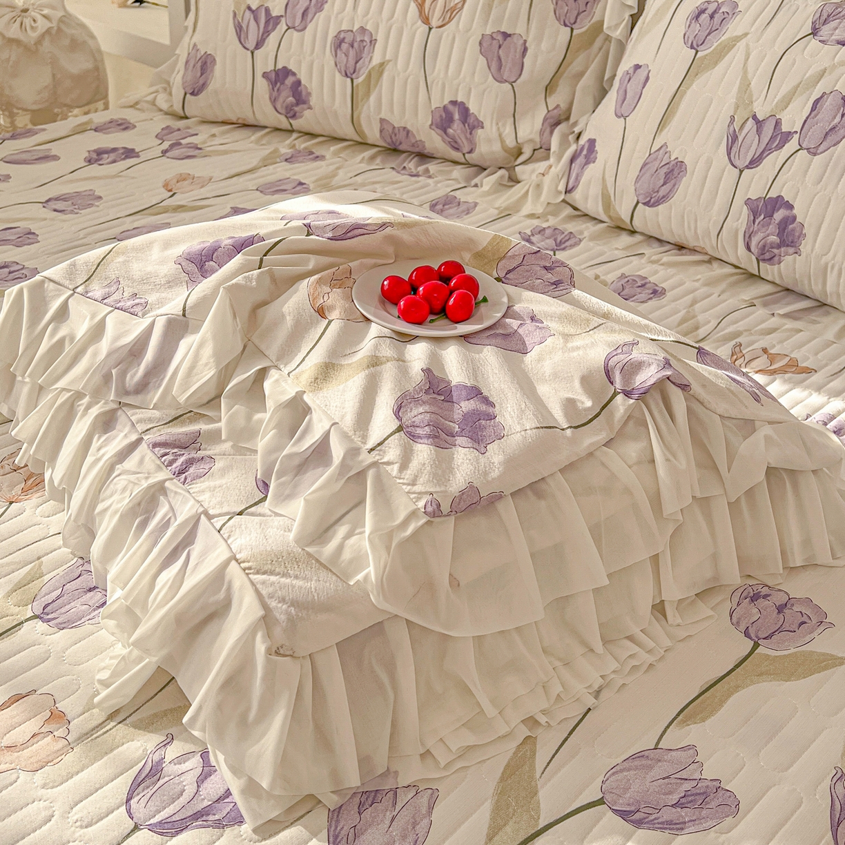 91家纺网 家纺一手货源 找家纺 （总）提花大世界 2026新款冰肤纱法式花边凉感夏被夏凉被空调被被套凉席三件套床盖夹棉四件套