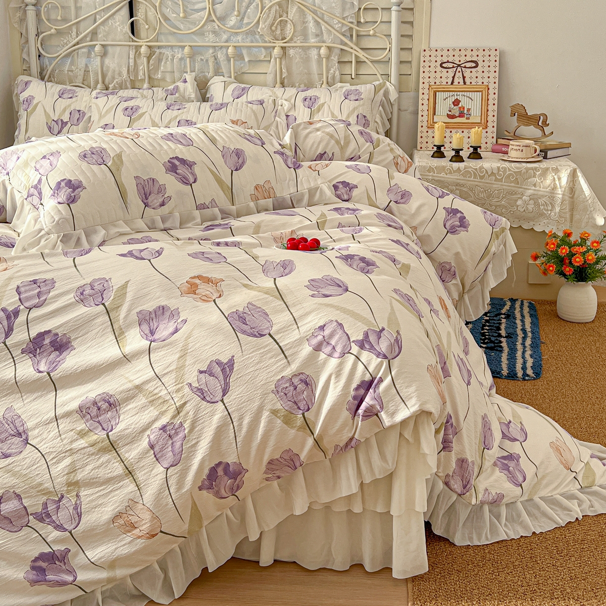 91家纺网 家纺一手货源 找家纺 （总）提花大世界 2026新款冰肤纱法式花边凉感夏被夏凉被空调被被套凉席三件套床盖夹棉四件套