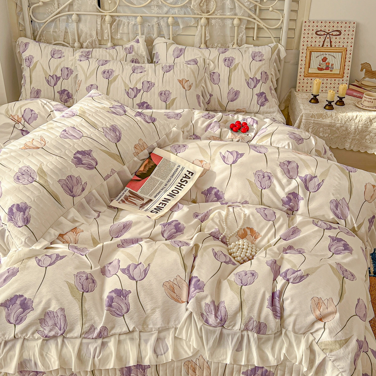 91家纺网 家纺一手货源 找家纺 （总）提花大世界 2026新款冰肤纱法式花边凉感夏被夏凉被空调被被套凉席三件套床盖夹棉四件套