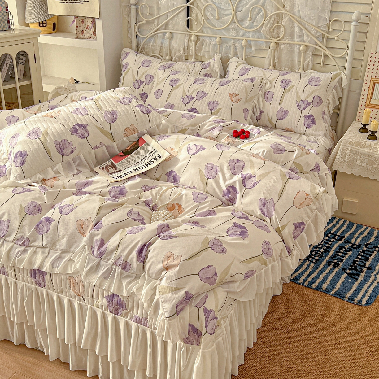 91家纺网 家纺一手货源 找家纺 （总）提花大世界 2026新款冰肤纱法式花边凉感夏被夏凉被空调被被套凉席三件套床盖夹棉四件套