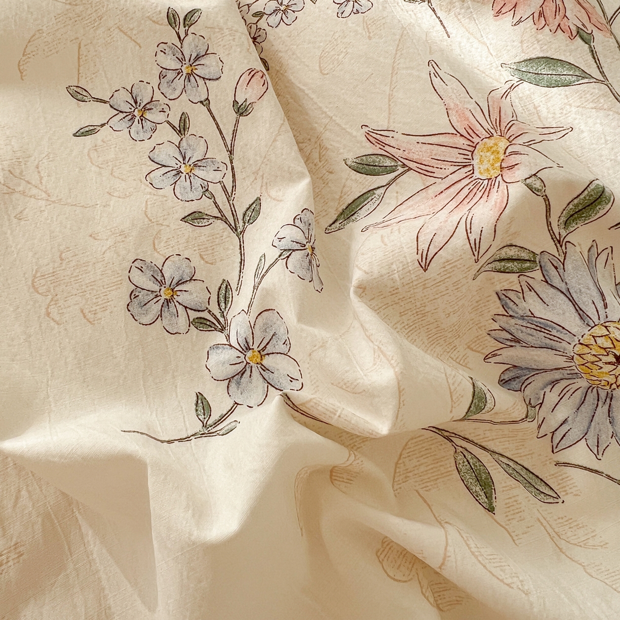 91家纺网 家纺一手货源 找家纺 提花大世界 2026新款冰肤纱法式花边凉感夏被夏凉被空调被被套凉席三件套床盖夹棉四件套 浅夏星花