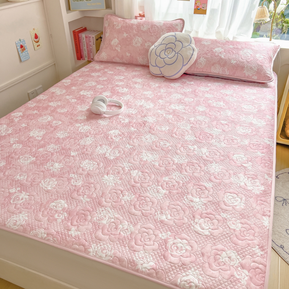 91家纺网 家纺一手货源 找家纺 （总）许林家纺 2026新款花卉凉席床席三件套-花恋