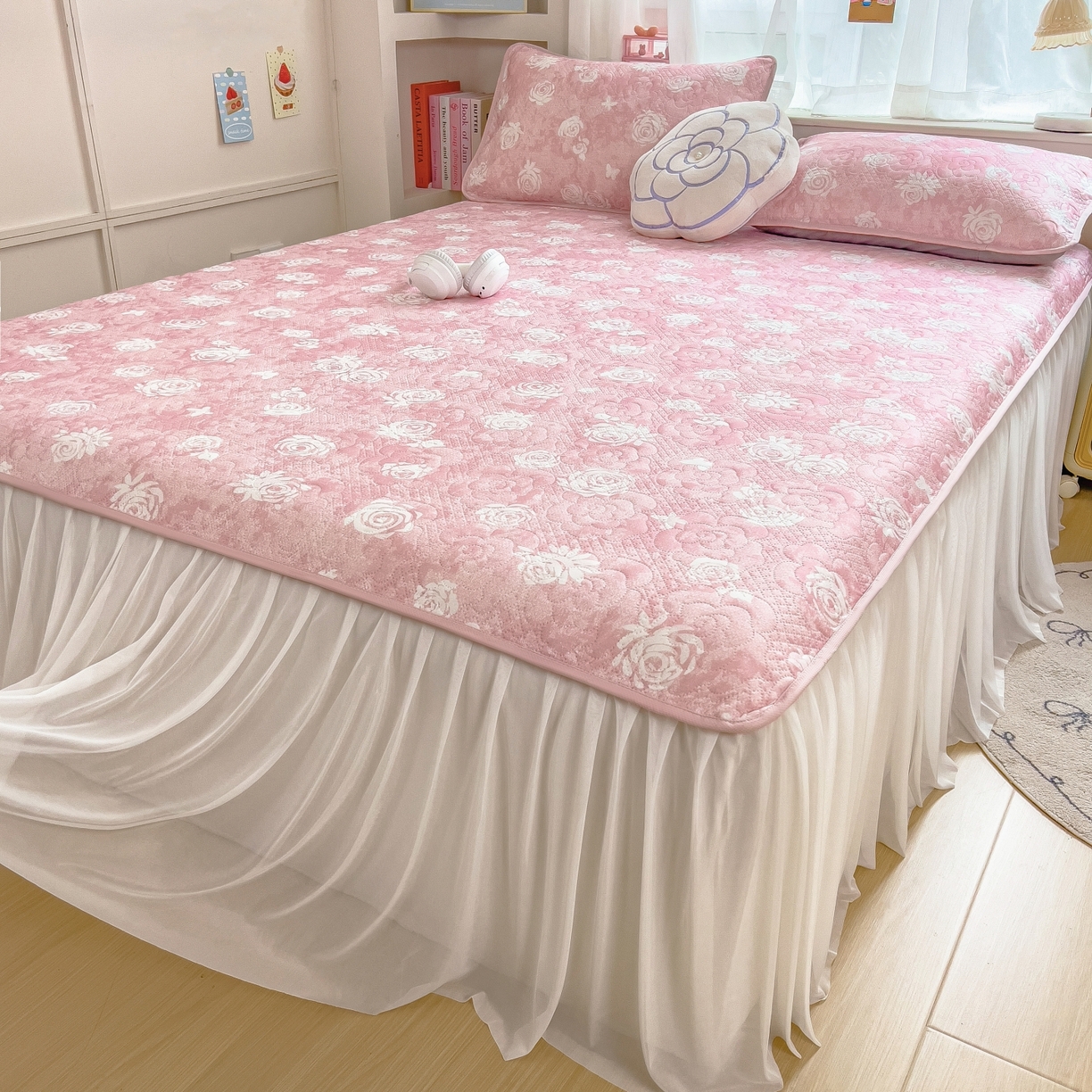 91家纺网 家纺一手货源 找家纺 （总）许林家纺 2026新款花卉凉席床裙三件套-花语