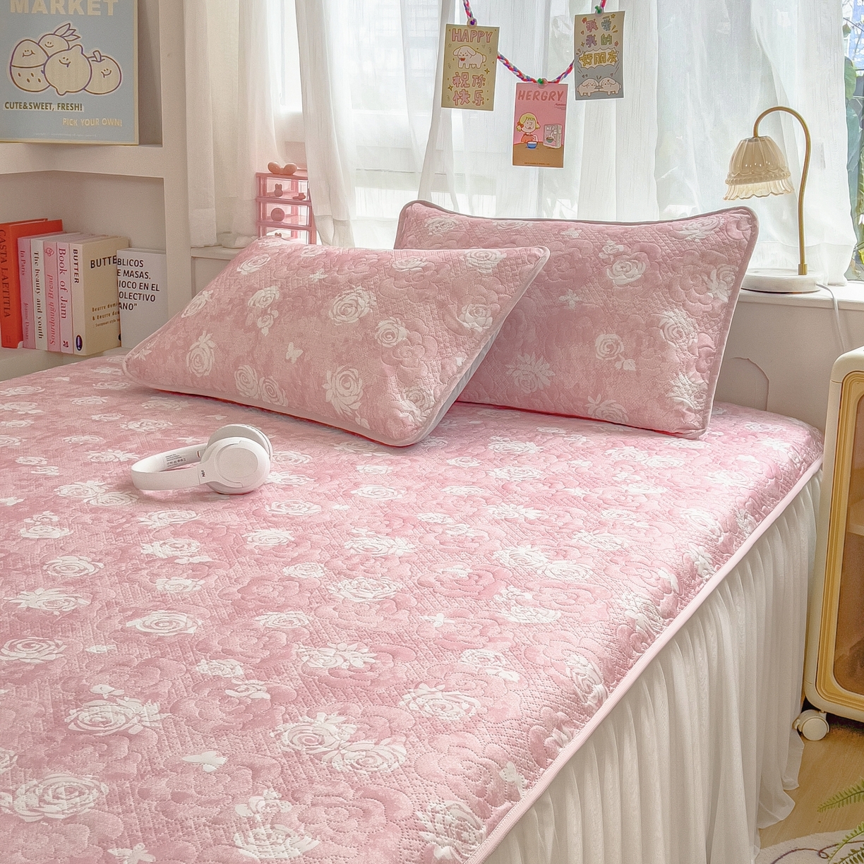 91家纺网 家纺一手货源 找家纺 （总）许林家纺 2026新款花卉凉席床裙三件套-花语