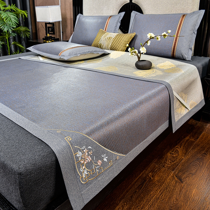 91家纺网 家纺一手货源 找家纺 （总）小牛席业 2026新款对角绣冰藤双面席凉席席子