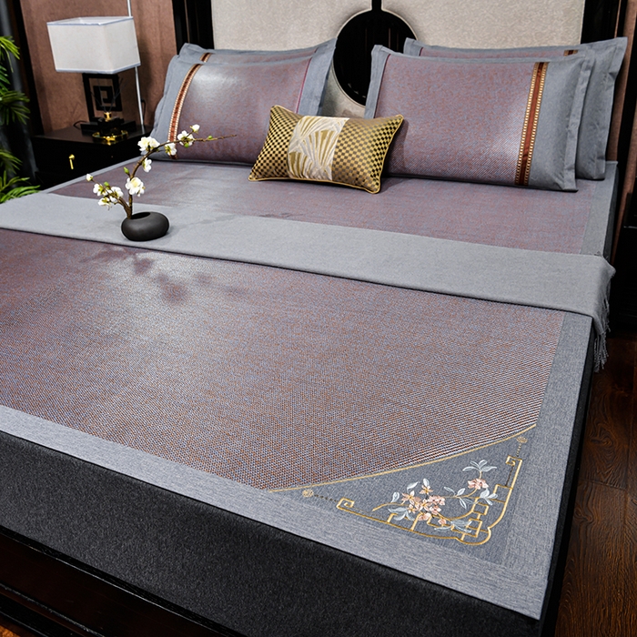 91家纺网 家纺一手货源 找家纺 （总）小牛席业 2026新款对角绣冰藤双面席凉席席子