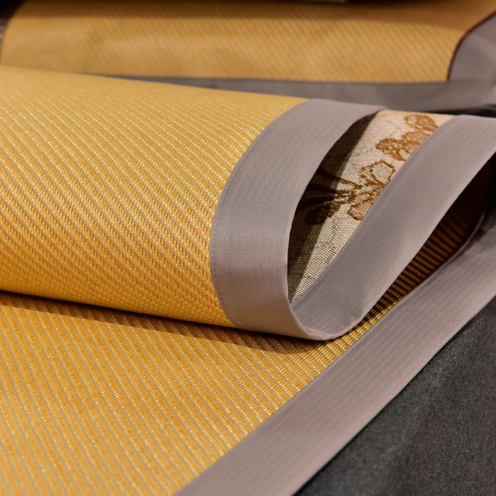 91家纺网 家纺一手货源 找家纺 小牛席业 2026新款对角绣冰藤双面席凉席席子 对角绣花-冰藤双面席浅咖