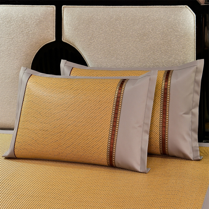 91家纺网 家纺一手货源 找家纺 小牛席业 2026新款对角绣冰藤双面席凉席席子 对角绣花-冰藤双面席深咖