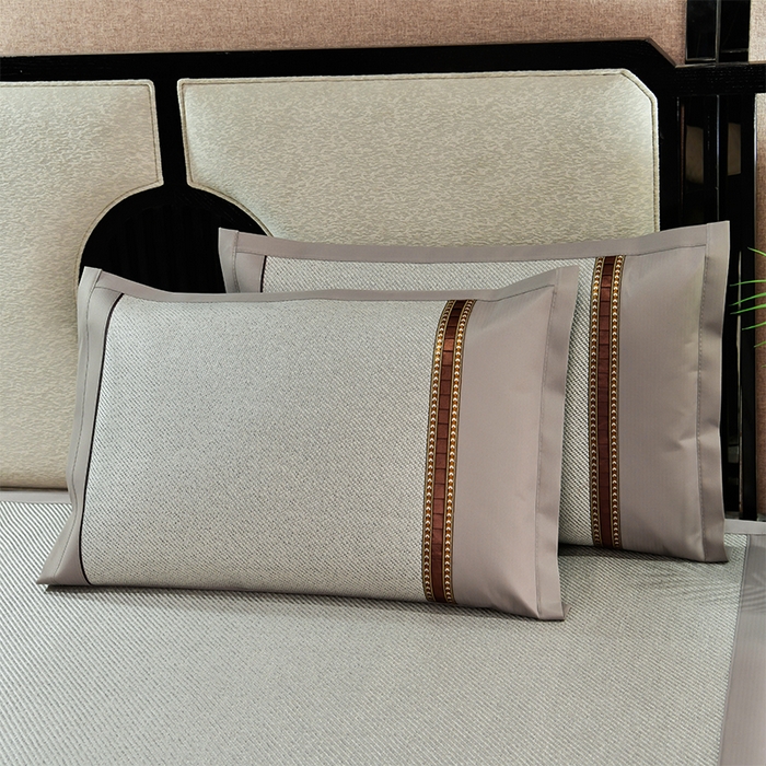 91家纺网 家纺一手货源 找家纺 小牛席业 2026新款对角绣冰藤双面席凉席席子 对角绣花-冰藤双面席银灰