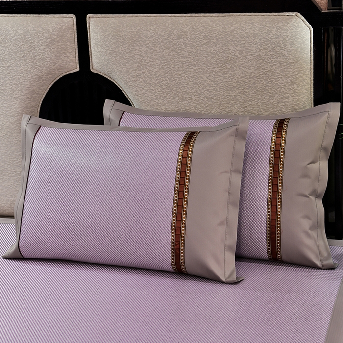 91家纺网 家纺一手货源 找家纺 小牛席业 2026新款对角绣冰藤双面席凉席席子 对角绣花-冰藤双面席紫色